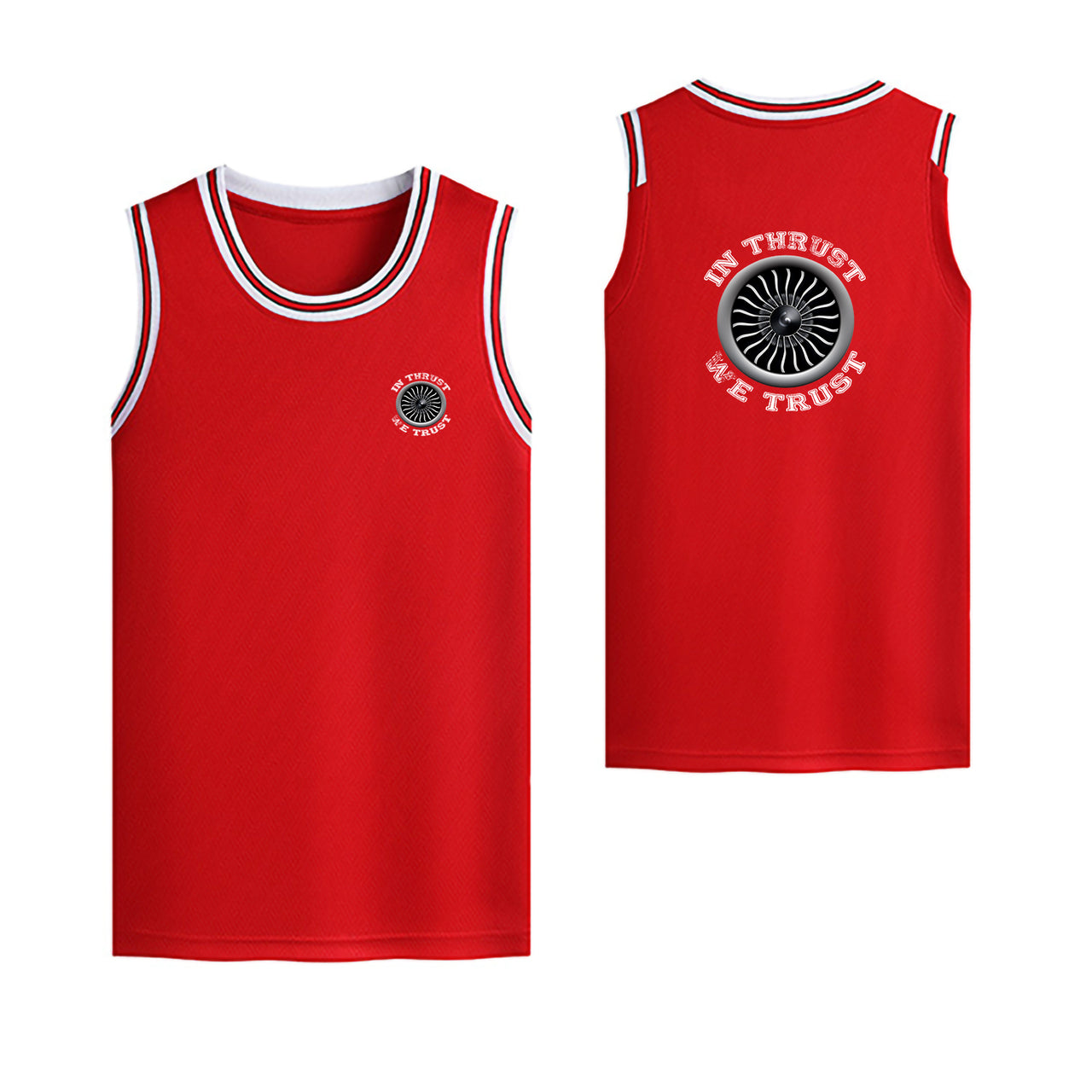 In Thrust We Trust (Vol 2) Designed Basketball Style Sports Tank Tops