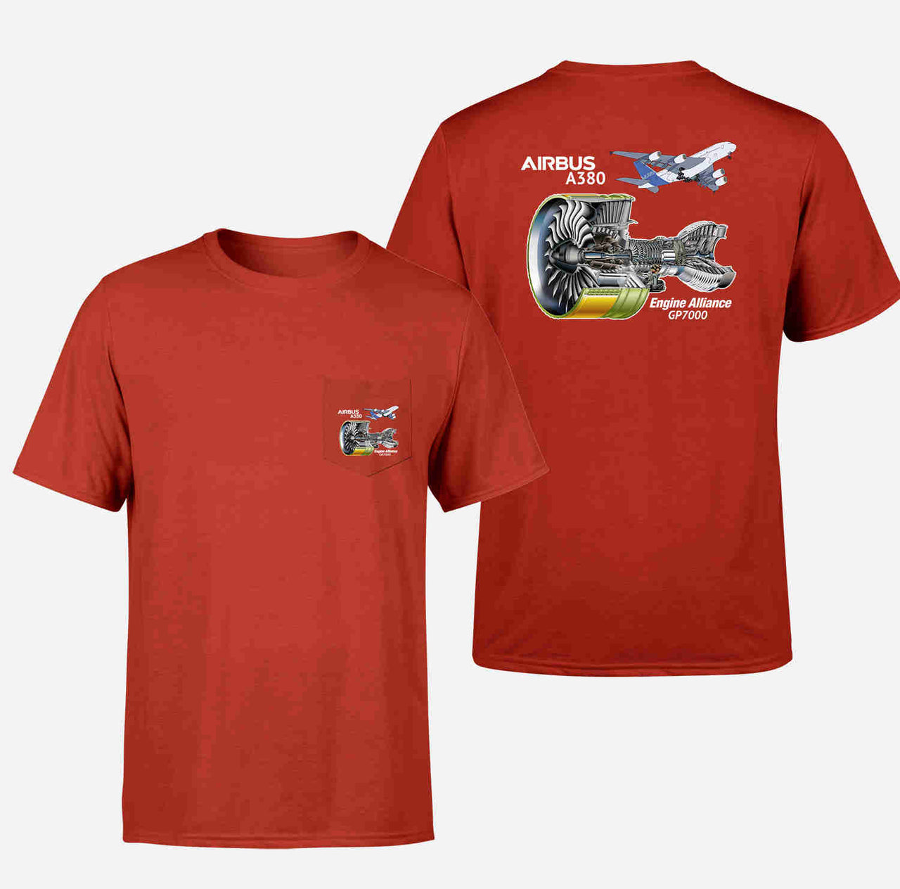 Airbus A380 & GP7000 Engine Designed Pocket T-Shirts