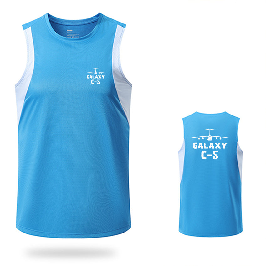 Galaxy C-5 & Plane Designed Men Sleeveless T-shirt Quick Dry Vests