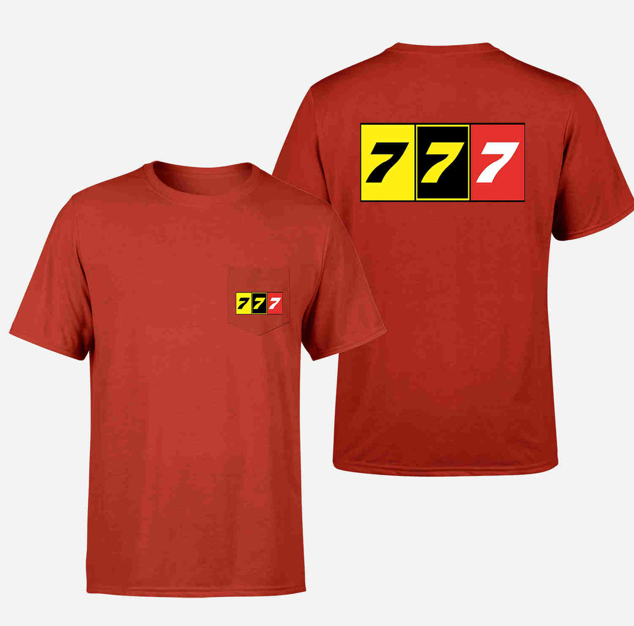 Flat Colourful 777 Designed Pocket T-Shirts