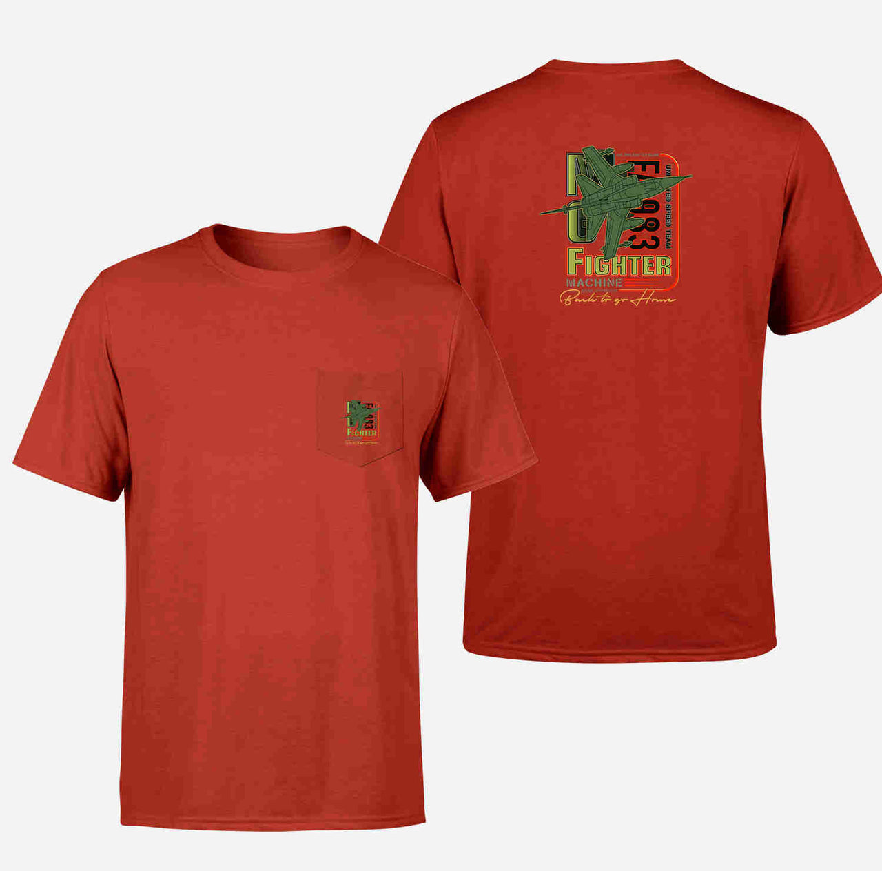 Fighter Machine Designed Pocket T-Shirts