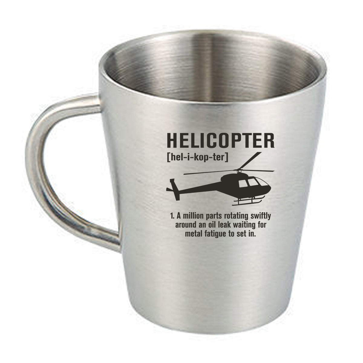 Helicopter [Noun] Designed Stainless Steel Coffee Mugs