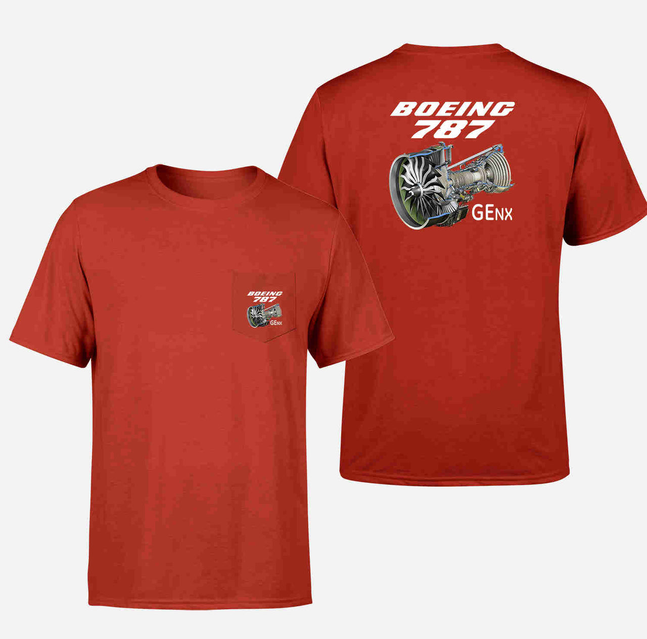 Boeing 787 & GENX Engine Designed Pocket T-Shirts