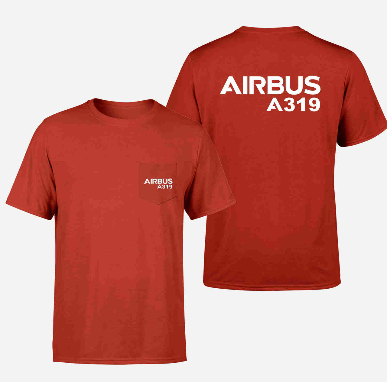 Airbus A319 & Text Designed Pocket T-Shirts