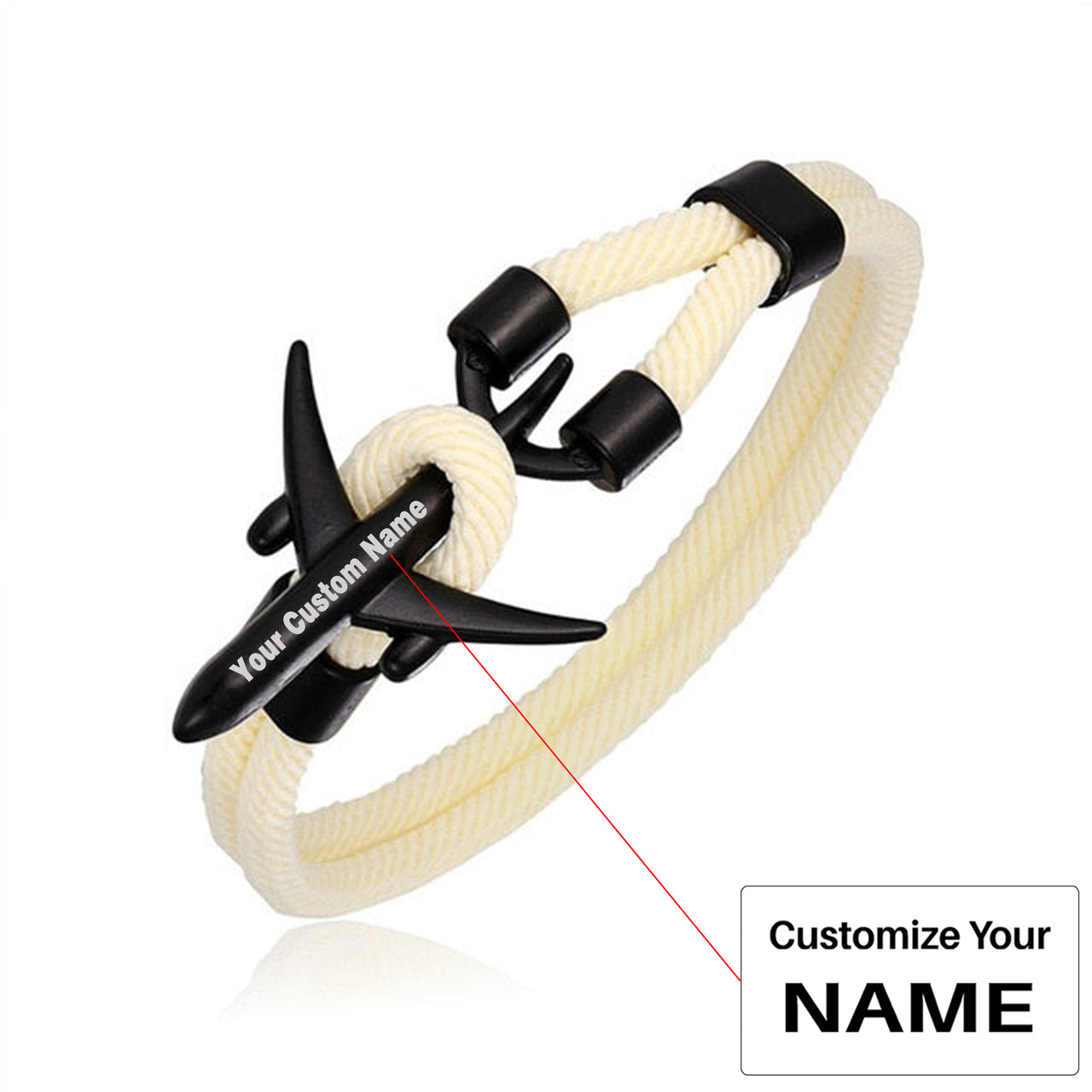 (Edition 2) Super Quality Stylish Airplane Shape Bracelets Black (Pure Colours)