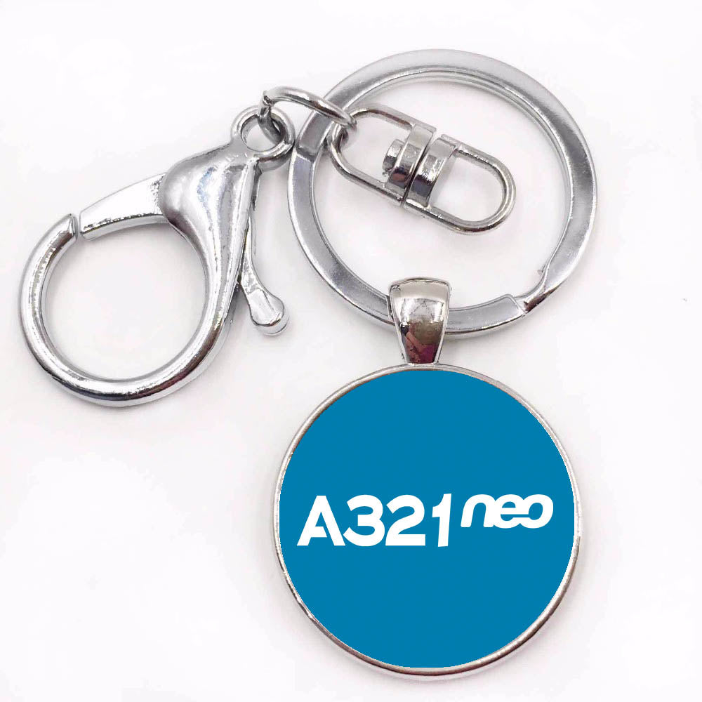 A321neo & Text Designed Circle Key Chains