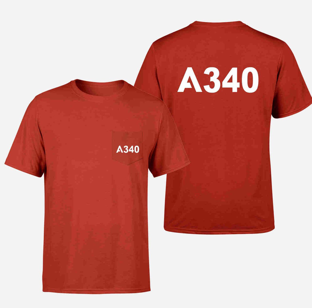 A340 Flat Text Designed Pocket T-Shirts