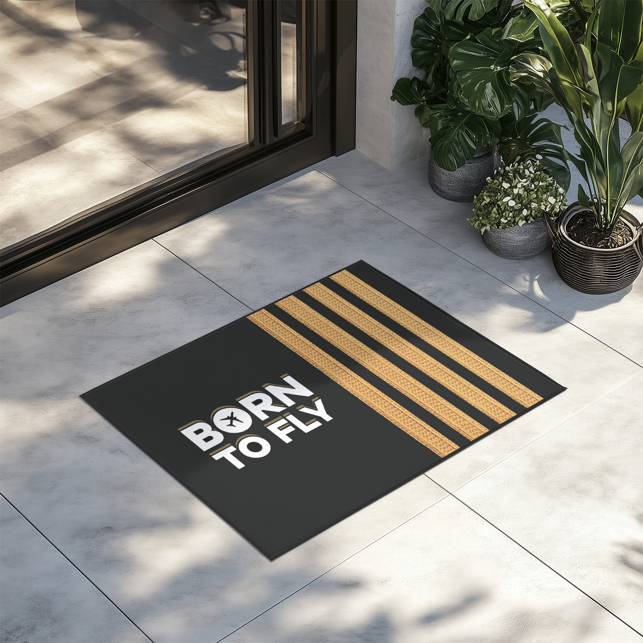 Born to Fly & Pilot Epaulettes (4 Lines) Designed Door Mats