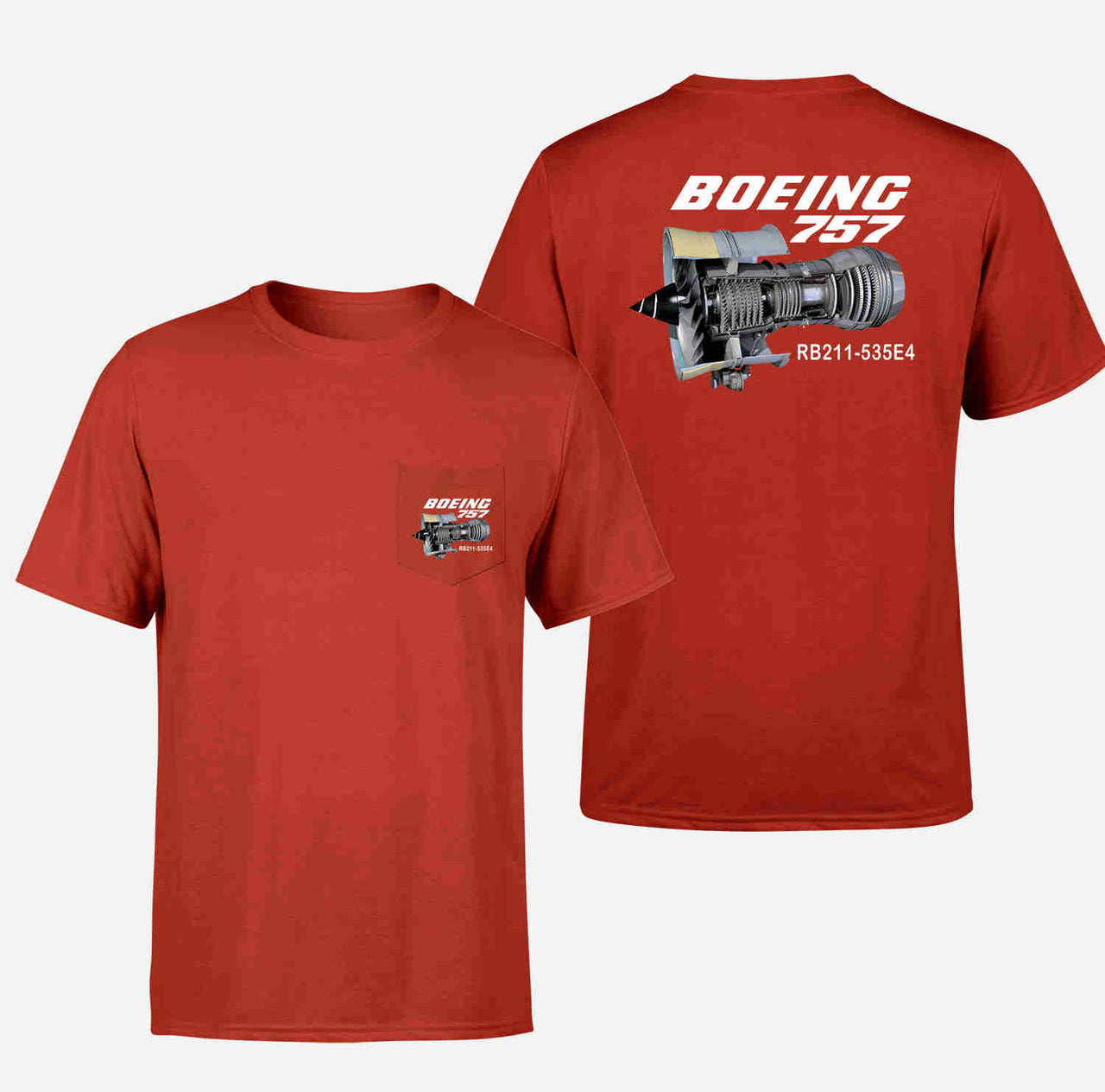 Boeing 757 & Rolls Royce Engine (RB211) Designed Pocket T-Shirts