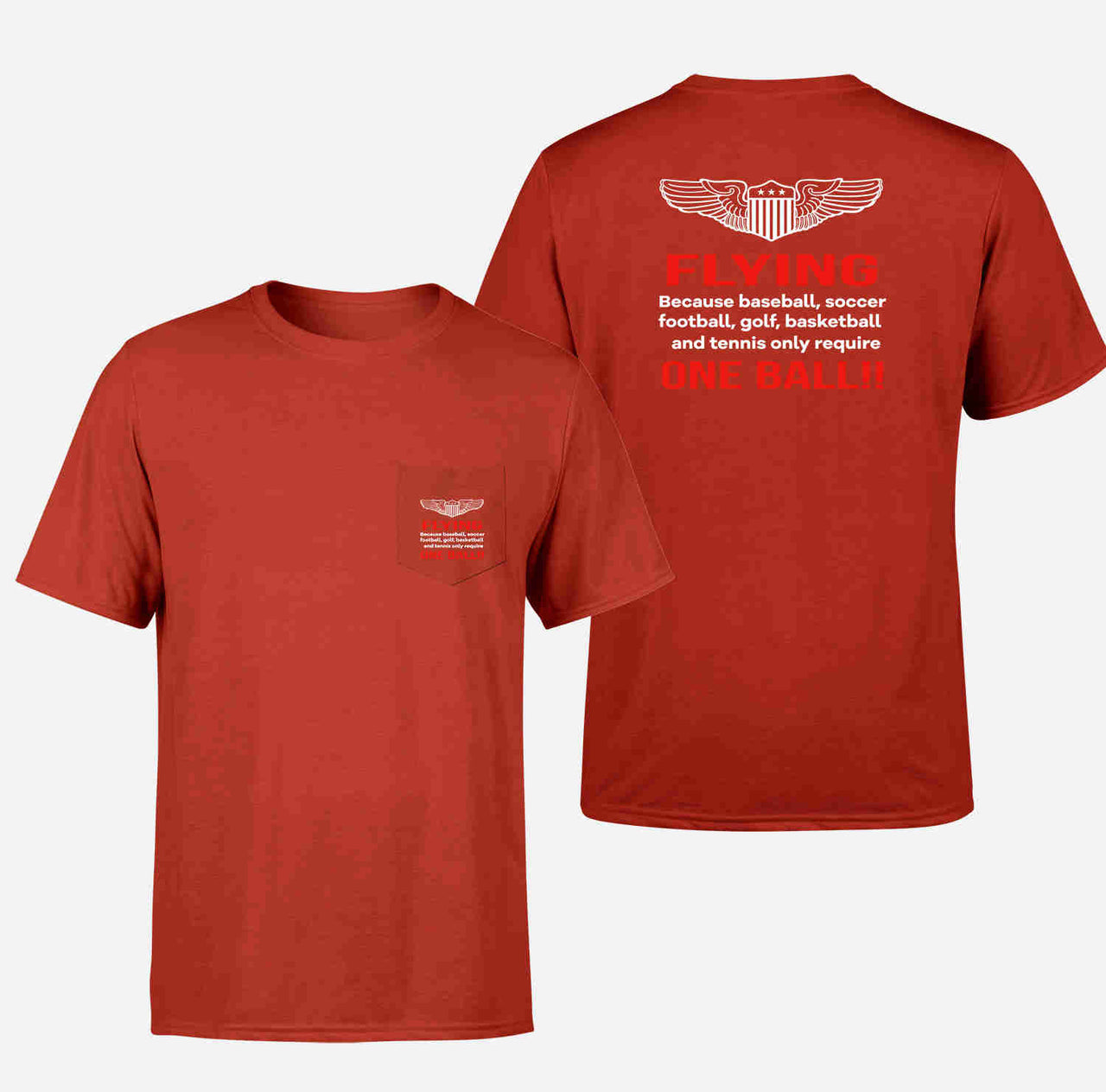 Flying One Ball Designed Pocket T-Shirts