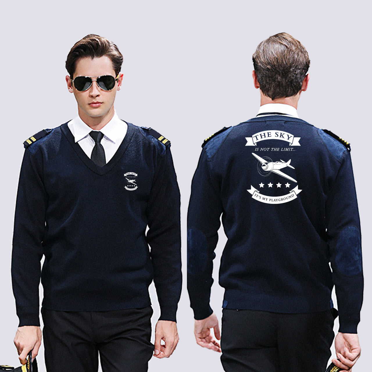 The Sky is not the limit, It's my playground Designed Wool Pilot Sweaters