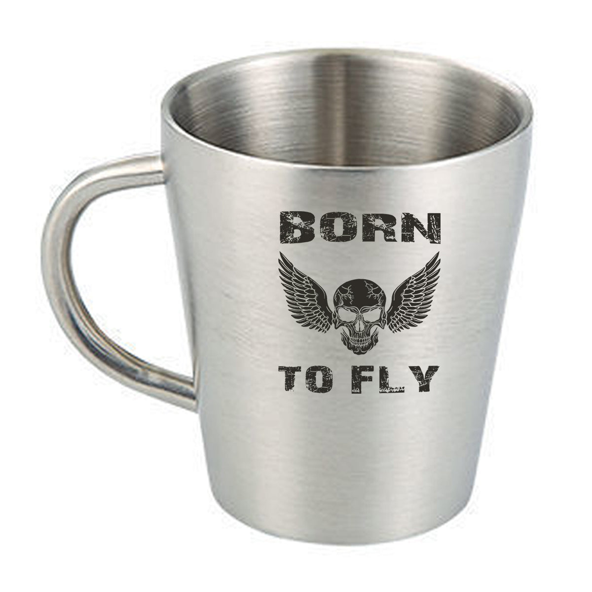 Born To Fly SKELETON Designed Stainless Steel Coffee Mugs