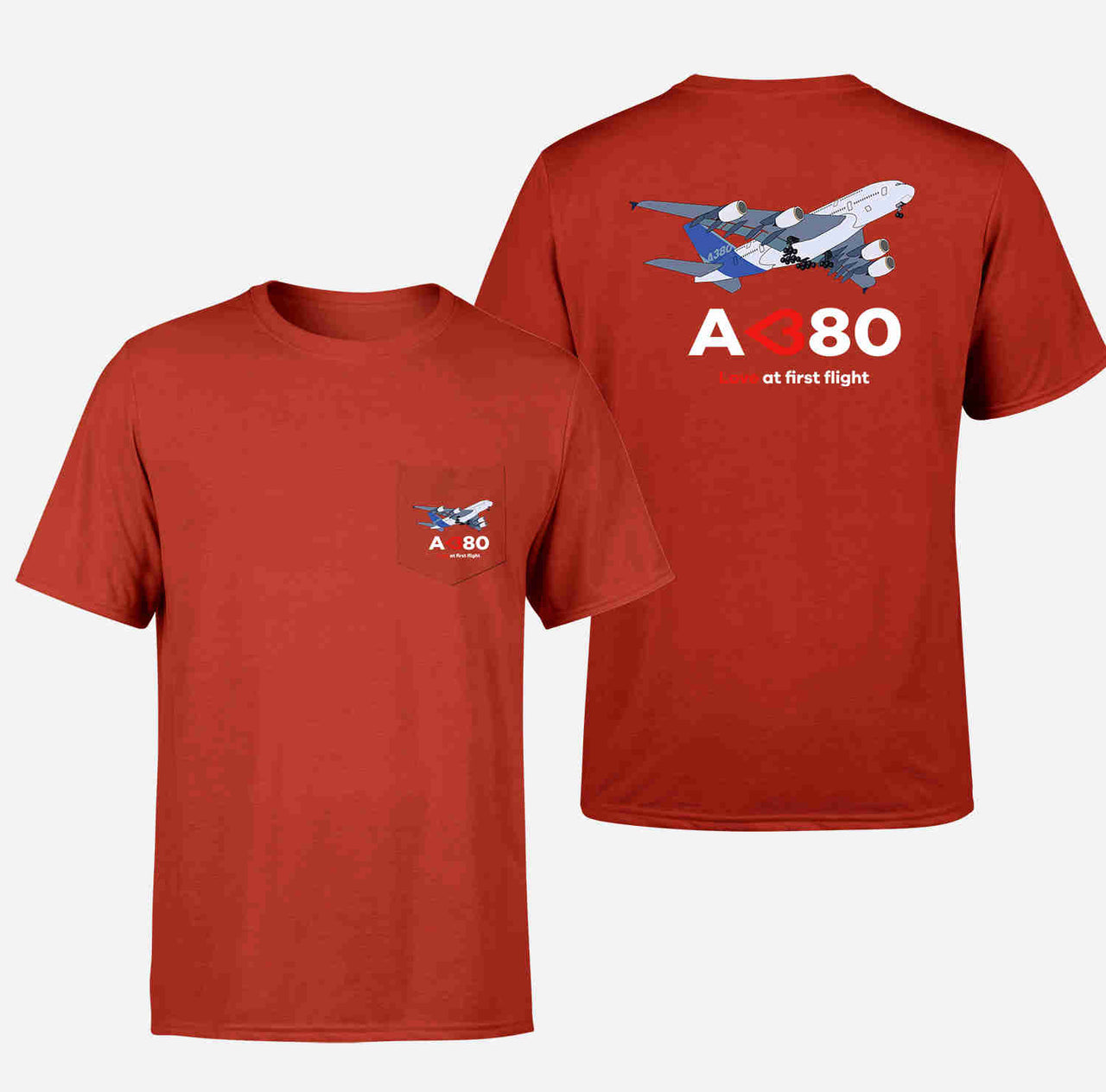 Airbus A380 Love at first flight Designed Pocket T-Shirts