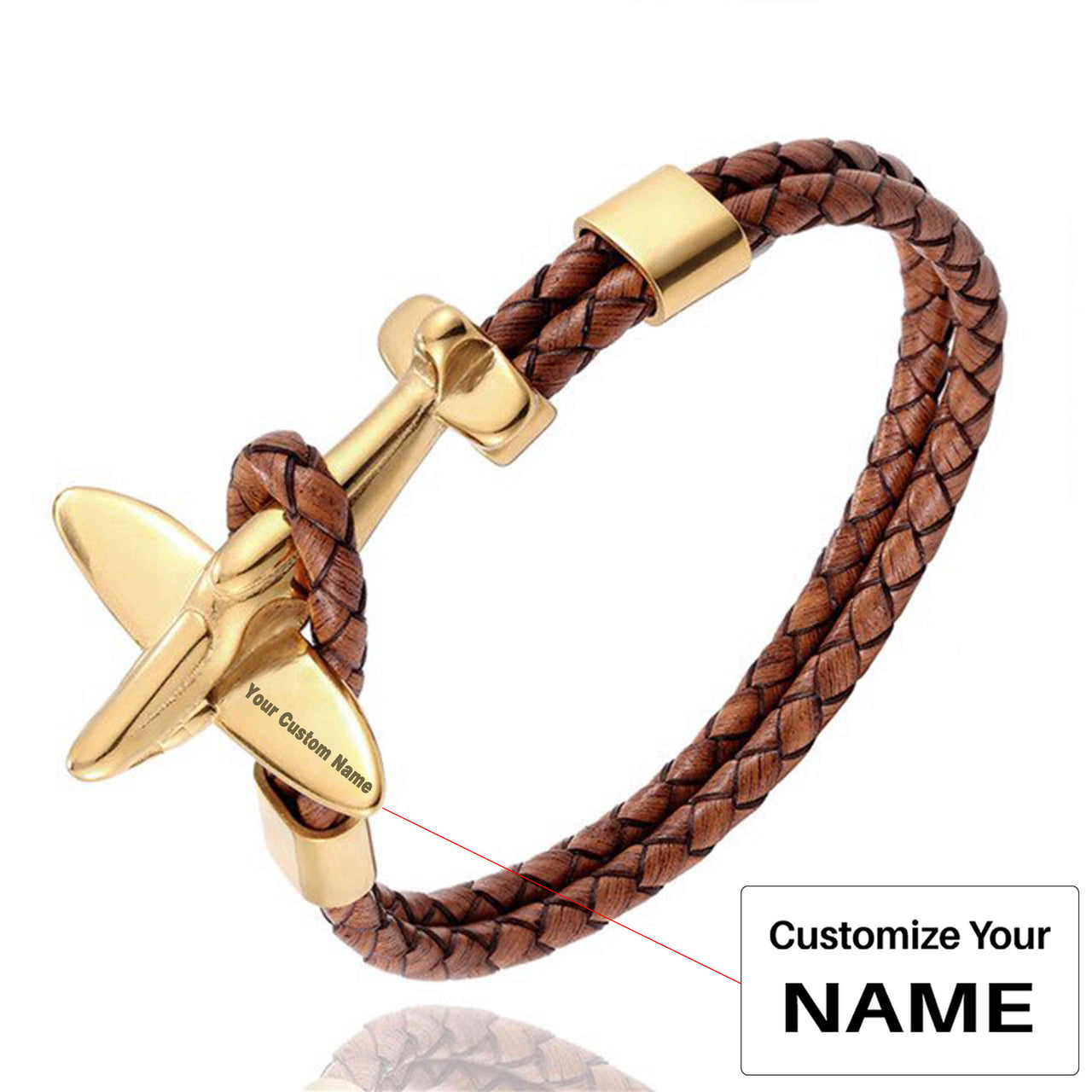 Small Airplane Designed Leather Bracelets