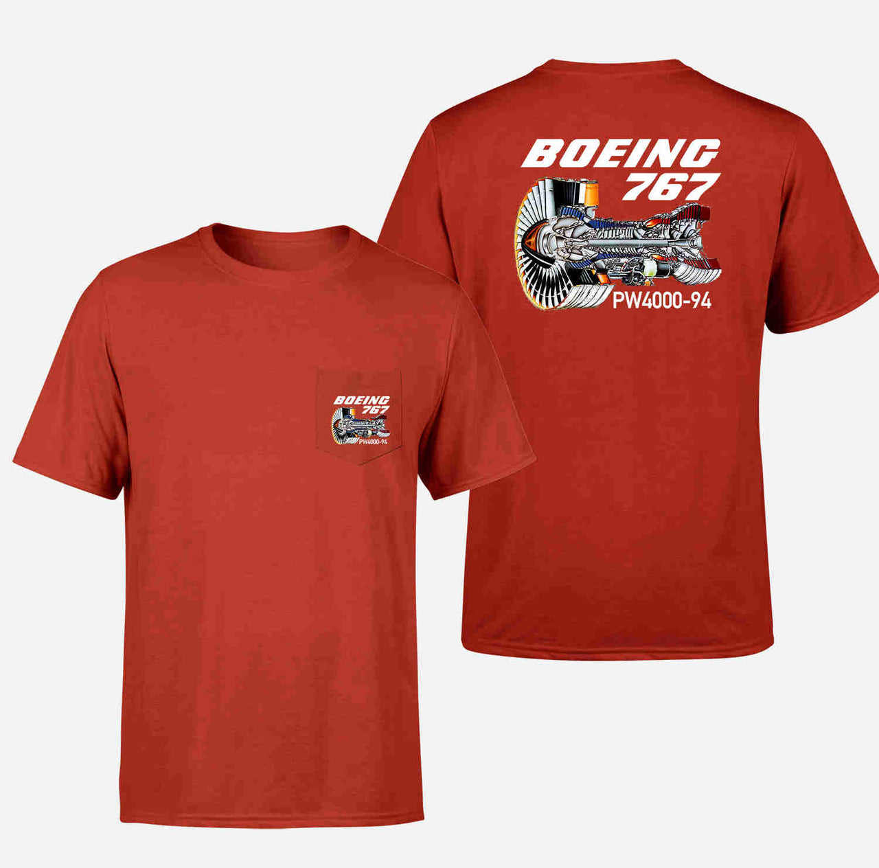 Boeing 767 Engine (PW4000-94) Designed Pocket T-Shirts