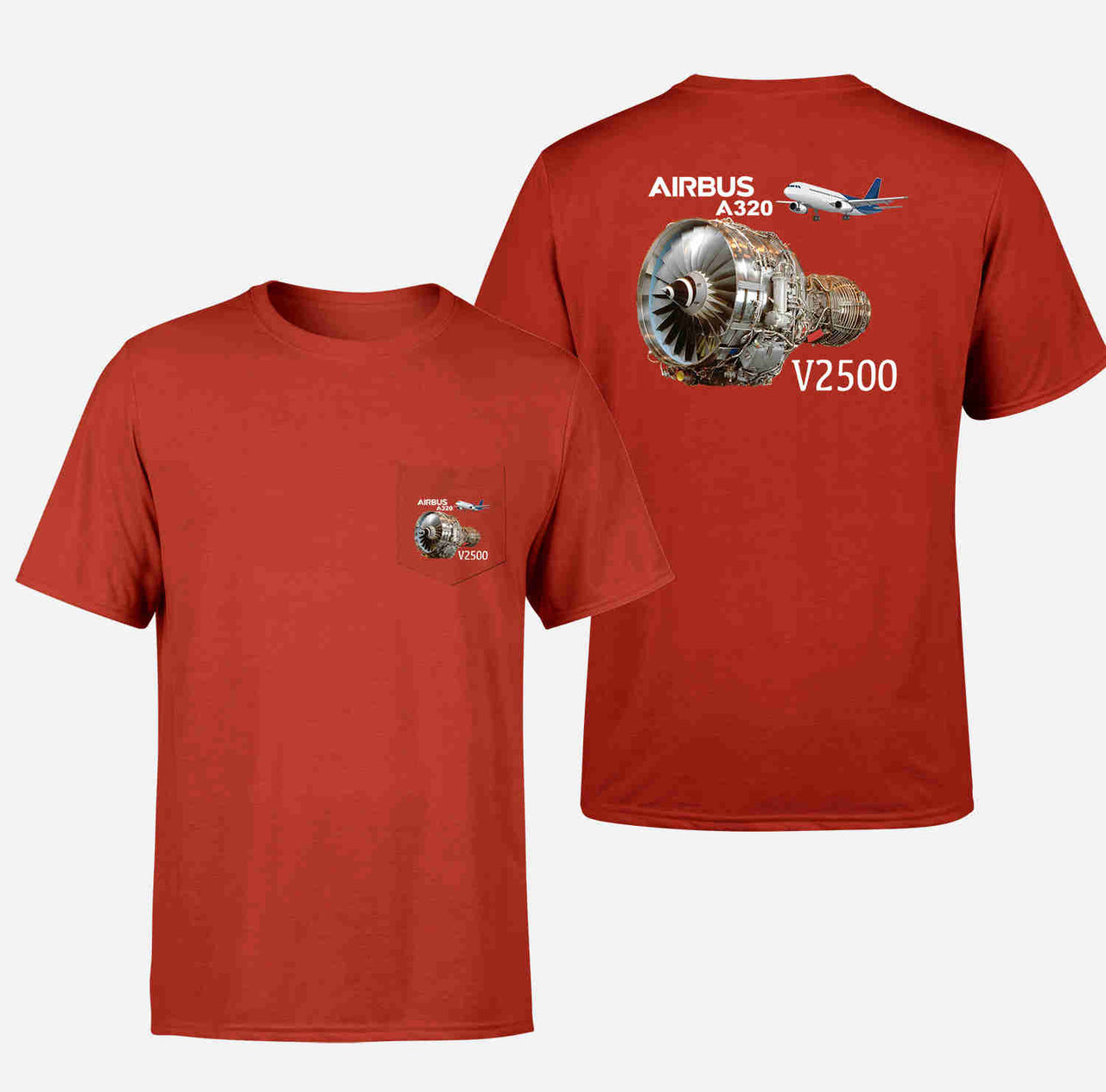 Airbus A320 & V2500 Engine Designed Pocket T-Shirts