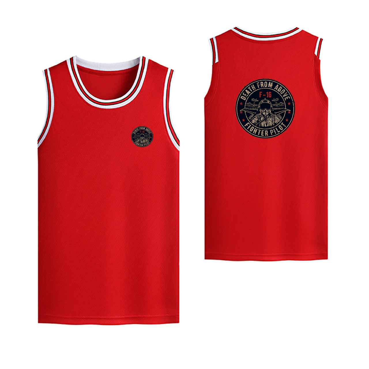 Fighting Falcon F16 - Death From Above Designed Basketball Style Sports Tank Tops