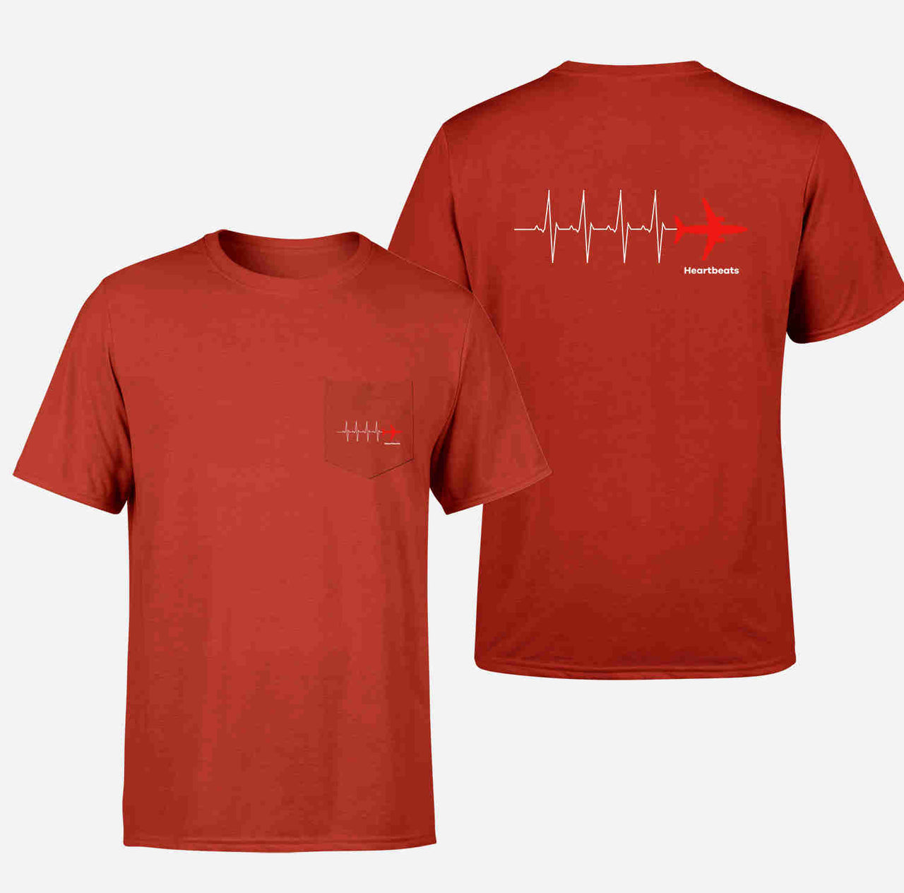 Aviation Heartbeats Designed Pocket T-Shirts