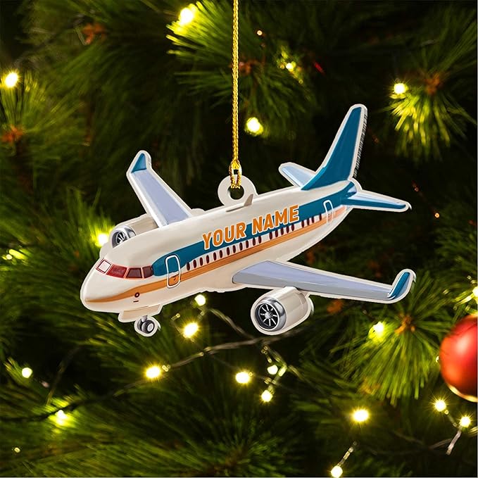 Personalized Airplane (6) Ornaments for Christmas Tree