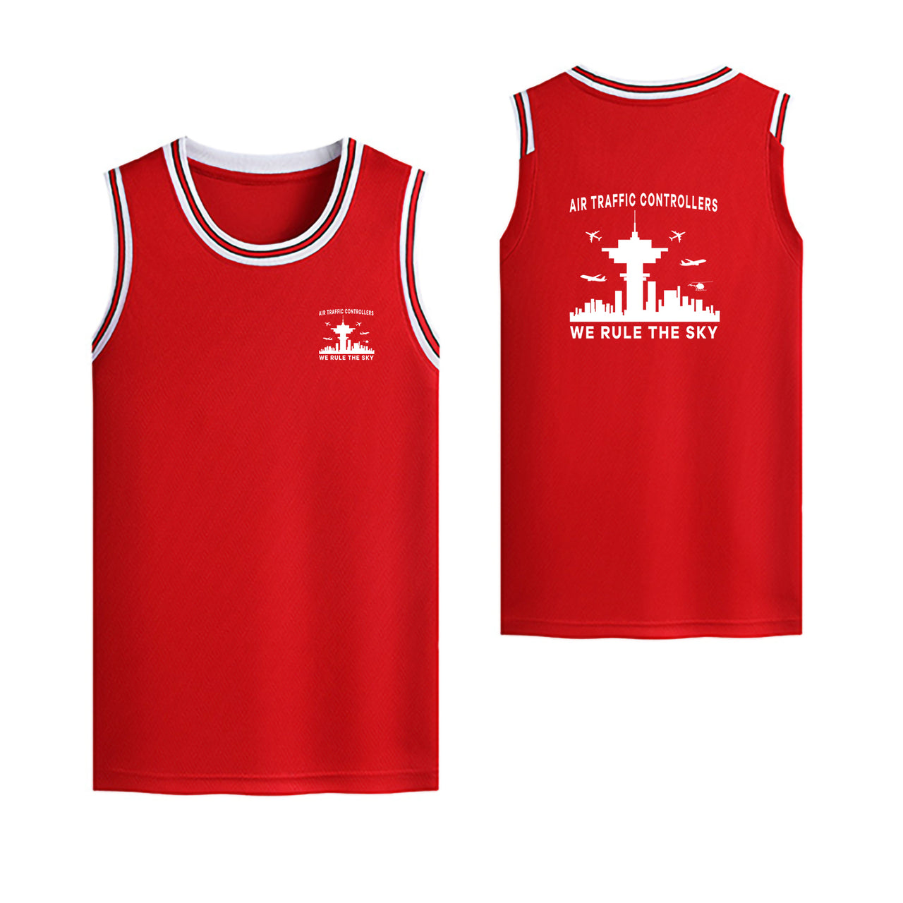 Air Traffic Controllers - We Rule The Sky Designed Basketball Style Sports Tank Tops