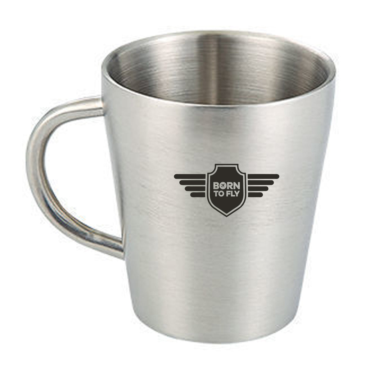 Born To Fly & Badge Designed Stainless Steel Coffee Mugs