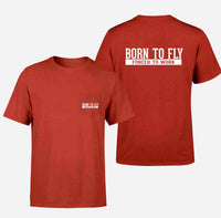 Thumbnail for Born To Fly Forced To Work Designed Pocket T-Shirts