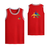 Thumbnail for Colourful 3 Airplanes Designed Basketball Style Sports Tank Tops