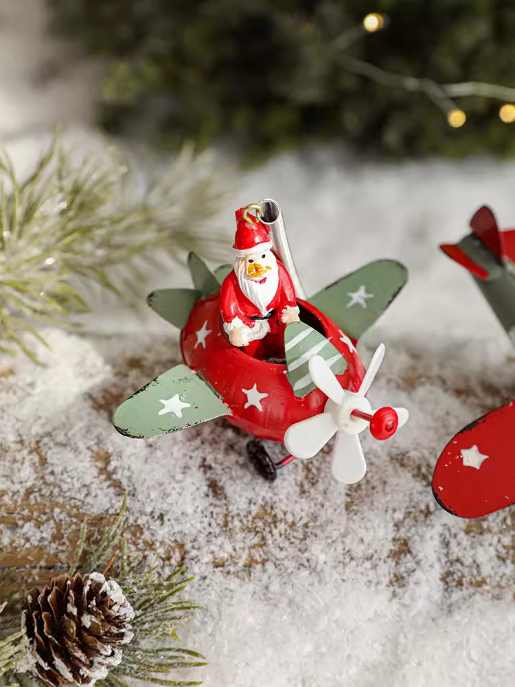 Flying Airplane Santa Claus  &Reindeer Claus  for Christmas Tree Didiseaon Ornaments