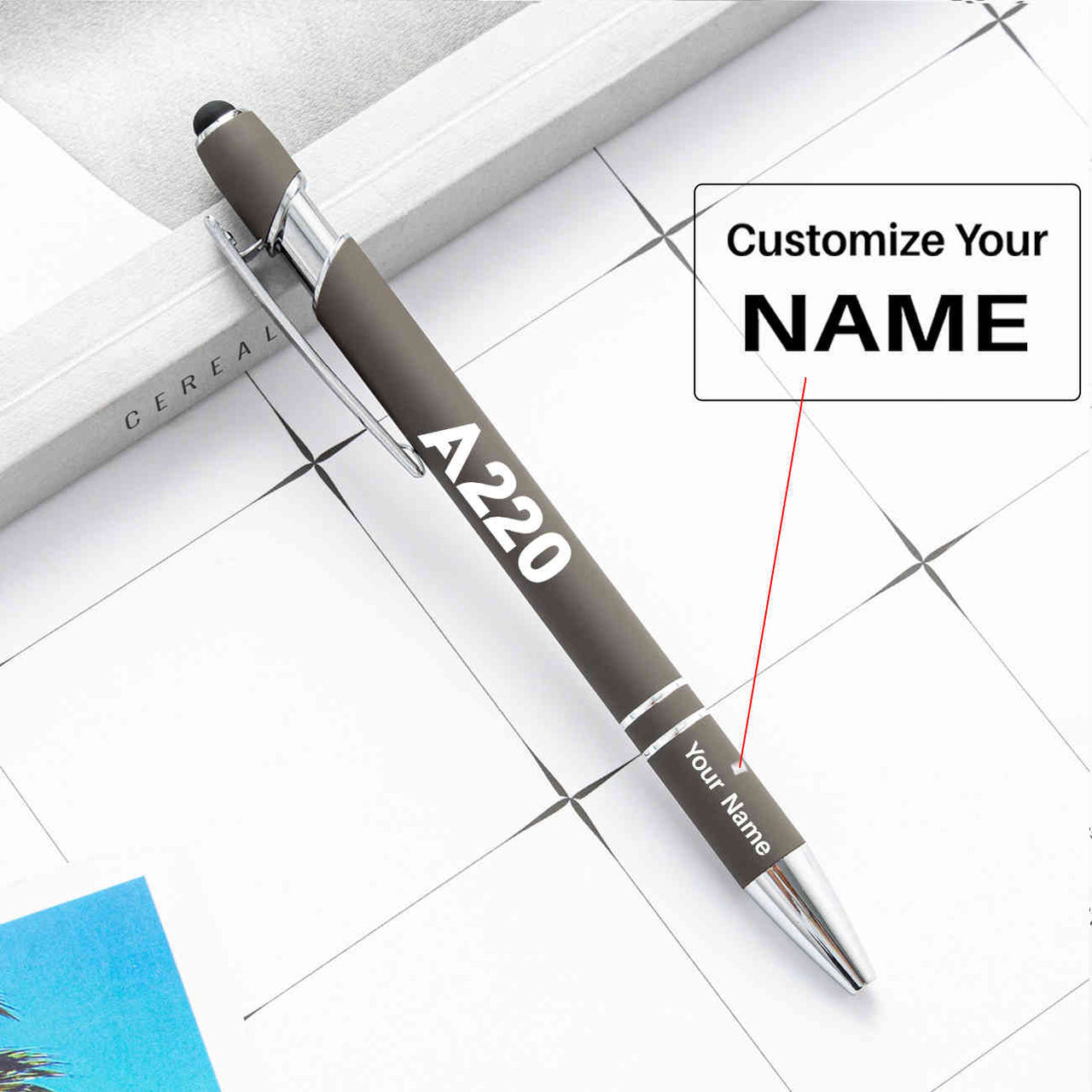 A220 Flat Text Designed Ballpens Capacitive Screen Touch Pens