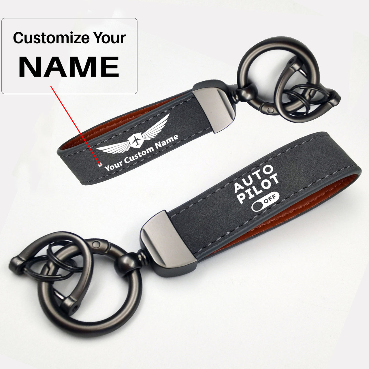 Auto Pilot Off Design Horseshoe Buckle Key Chains