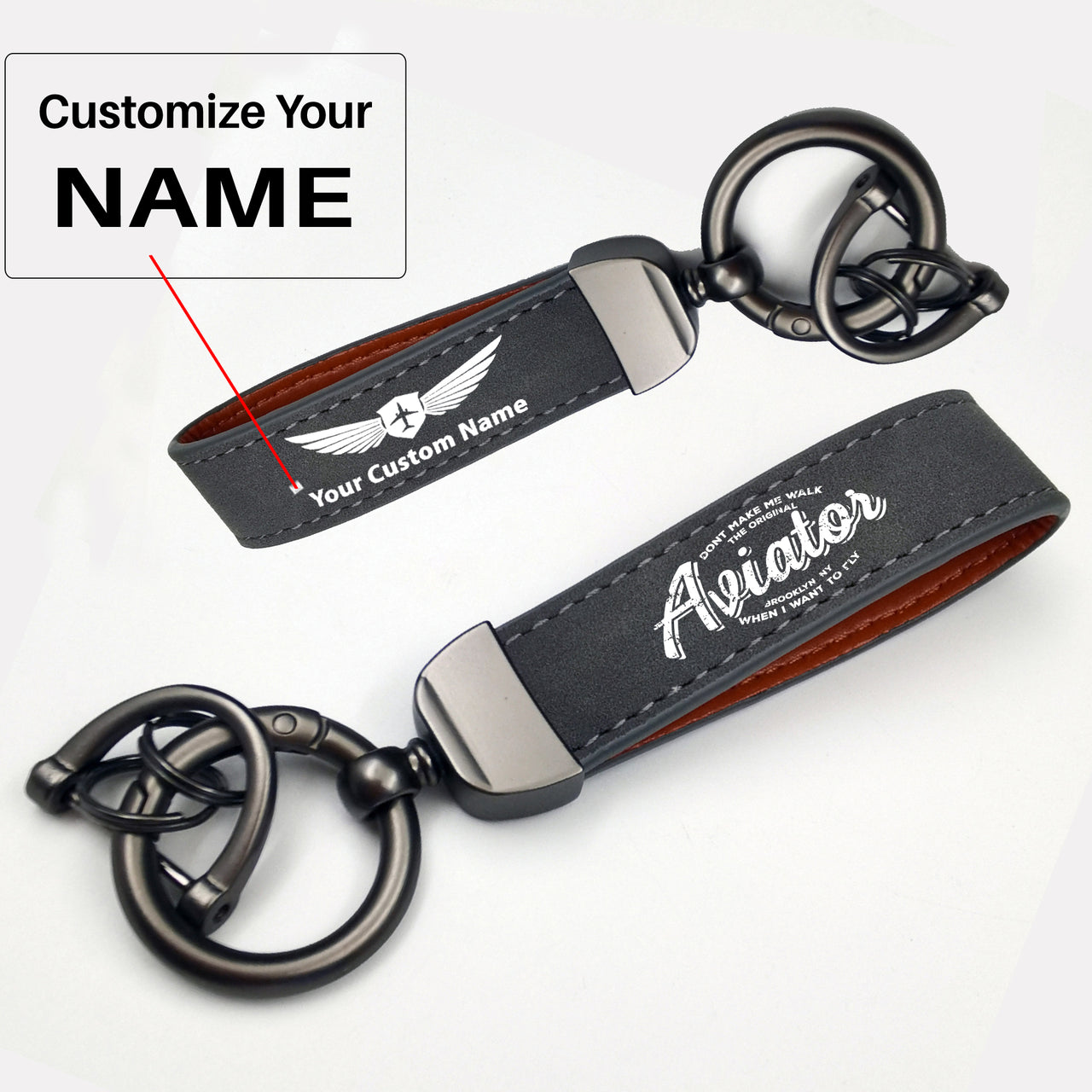 Aviator - Dont Make Me Walk Design Horseshoe Buckle Key Chains