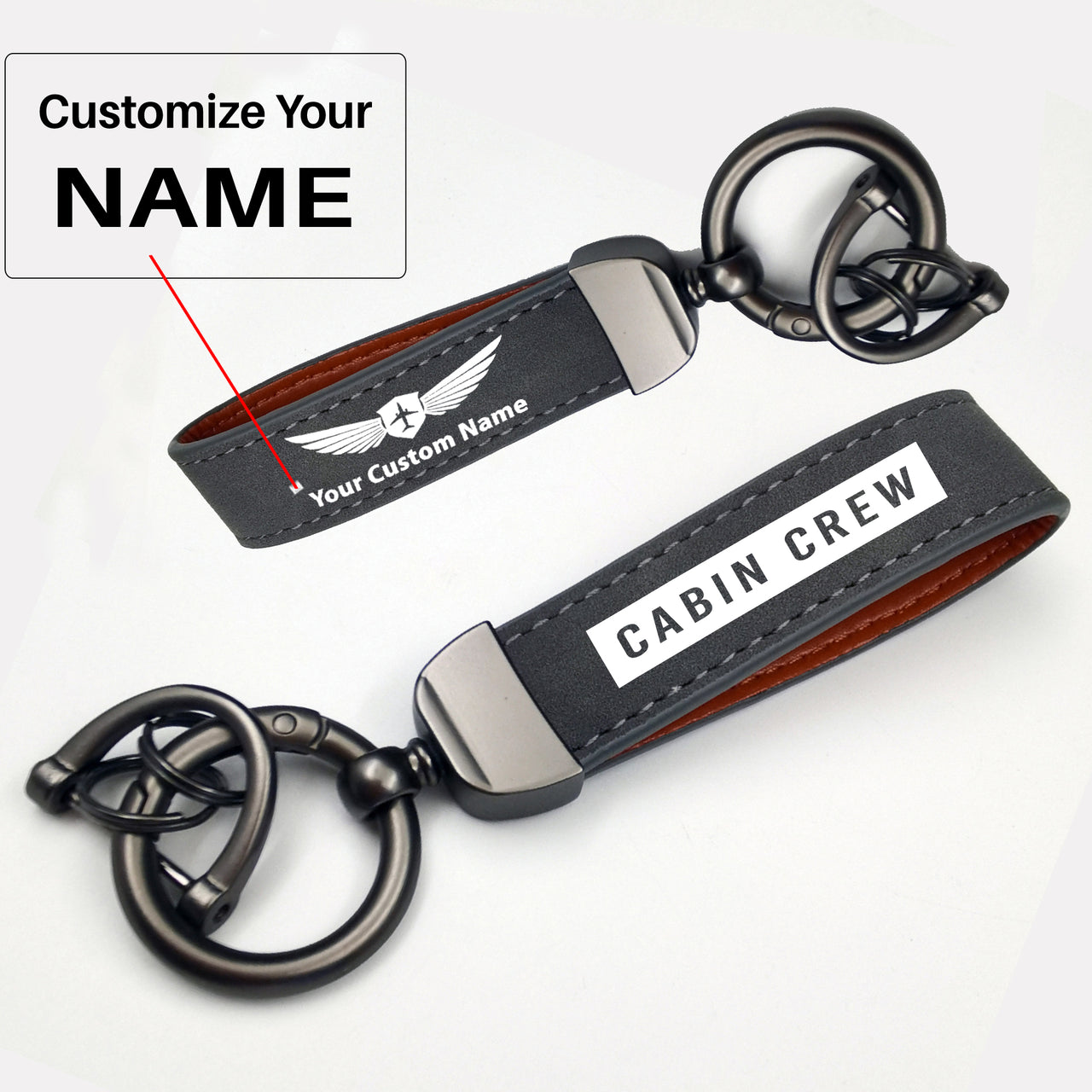 Cabin Crew Text Design Horseshoe Buckle Key Chains