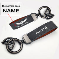 Thumbnail for Pilot & Stripes (2 Lines) Design Horseshoe Buckle Key Chains