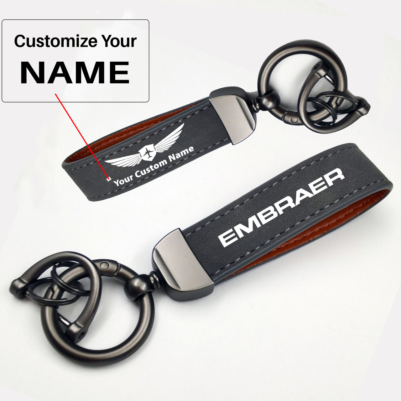 Embraer & Text Design Horseshoe Buckle Key Chains