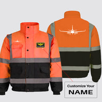 Thumbnail for Embraer E-190 Silhouette Plane Designed Reflective Winter Jackets