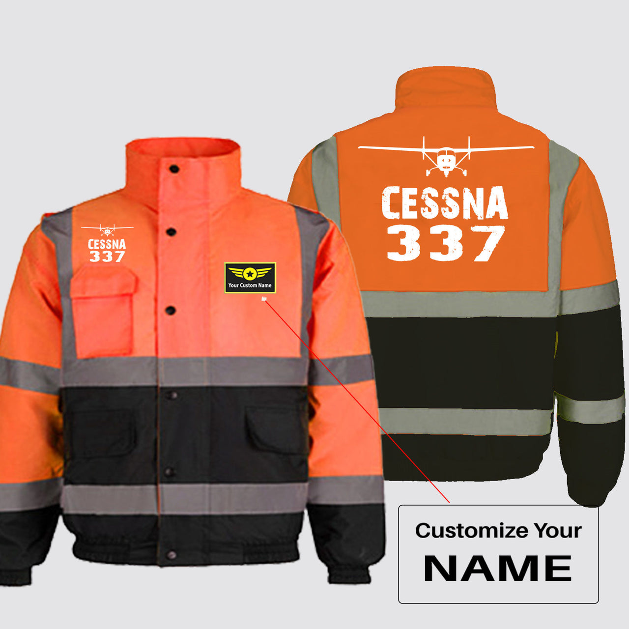 Cessna 337 & Plane Designed Reflective Winter Jackets