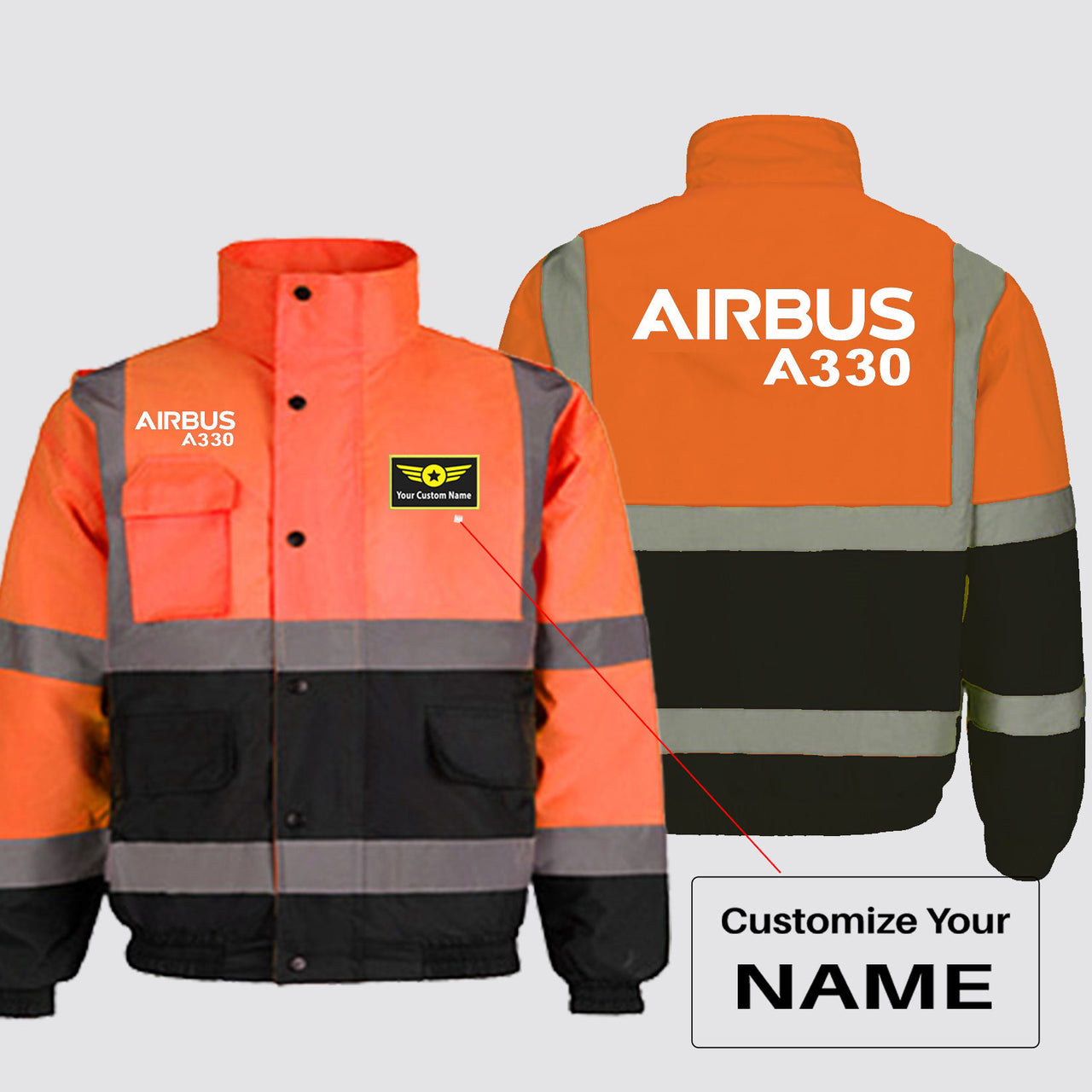 Airbus A330 & Text Designed Reflective Winter Jackets