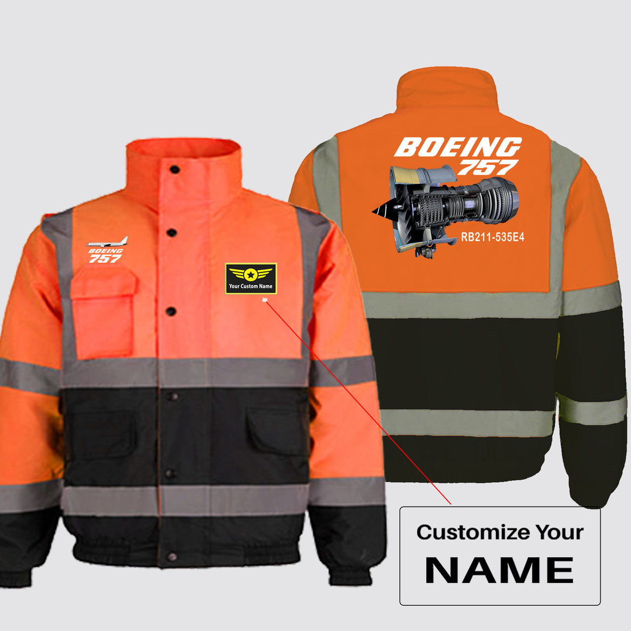 Boeing 757 & Rolls Royce Engine (RB211) Designed Reflective Winter Jackets