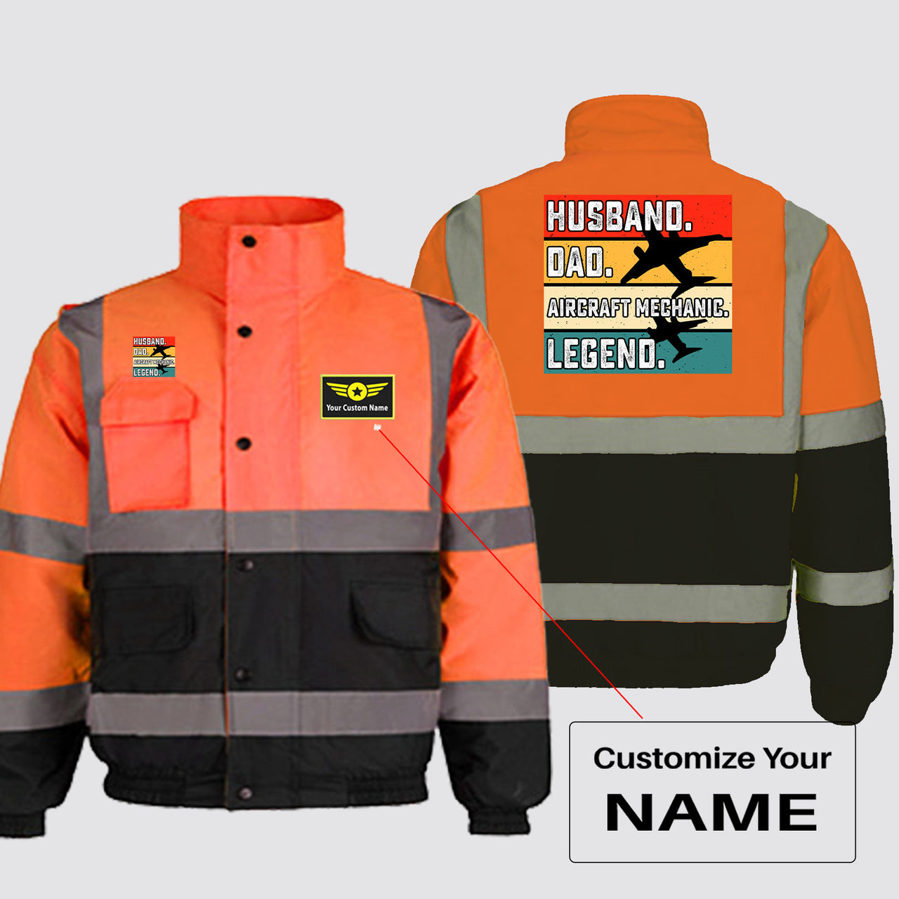 Husband & Dad & Aircraft Mechanic & Legend Designed Reflective Winter Jackets