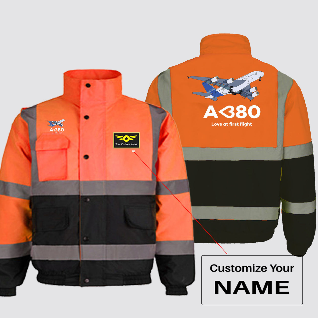 Airbus A380 Love at first flight Designed Reflective Winter Jackets