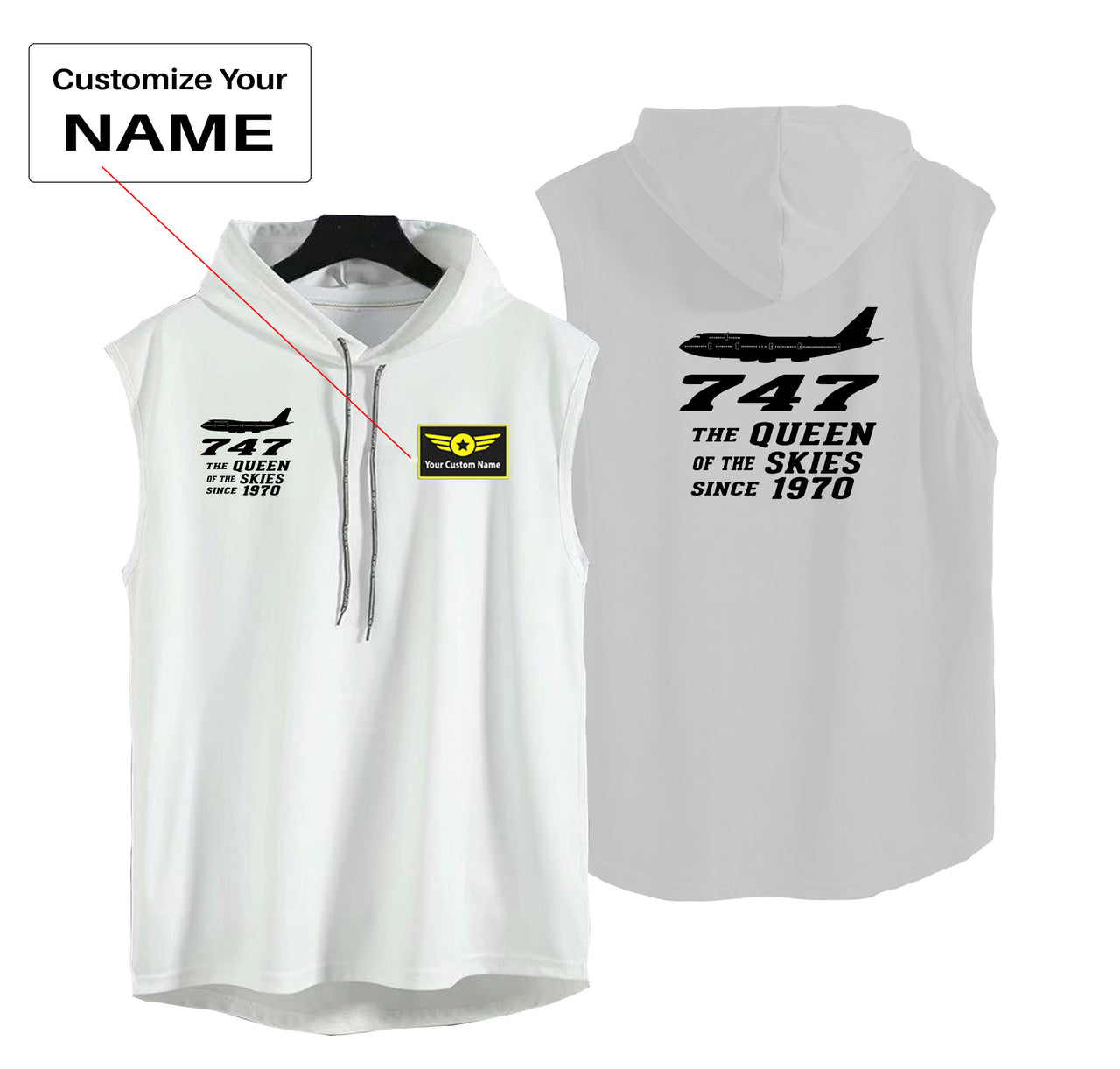 Boeing 747 - Queen of the Skies (2) Designed Hooded Tank Tops