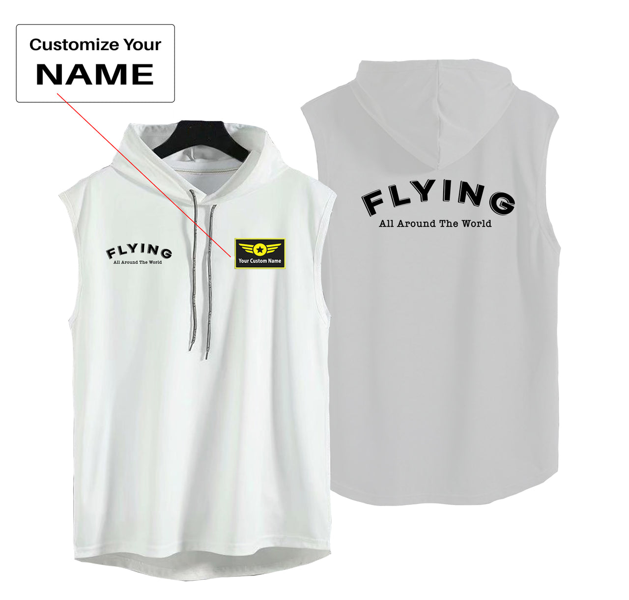 Flying All Around The World Designed Hooded Tank Tops