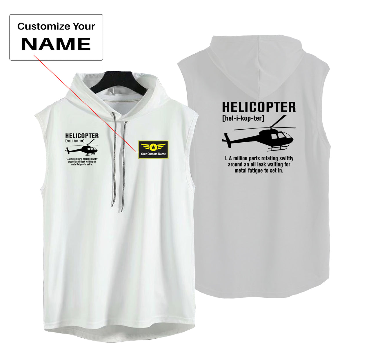 Helicopter [Noun] Designed Hooded Tank Tops