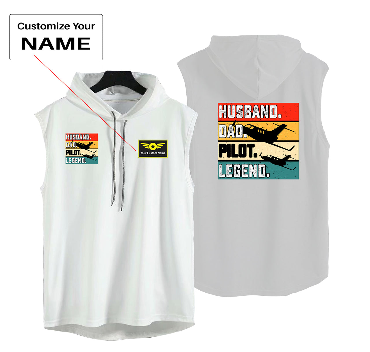 Husband & Dad & Pilot & Legend Designed Hooded Tank Tops