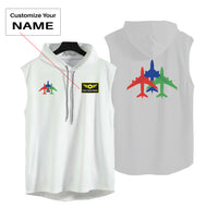 Thumbnail for Colourful 3 Airplanes Designed Hooded Tank Tops