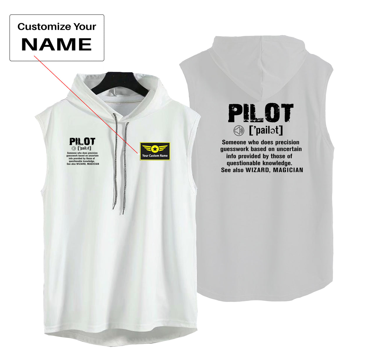 Pilot [Noun] Designed Hooded Tank Tops