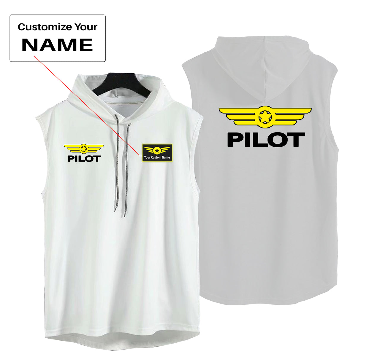 Pilot & Badge Designed Hooded Tank Tops