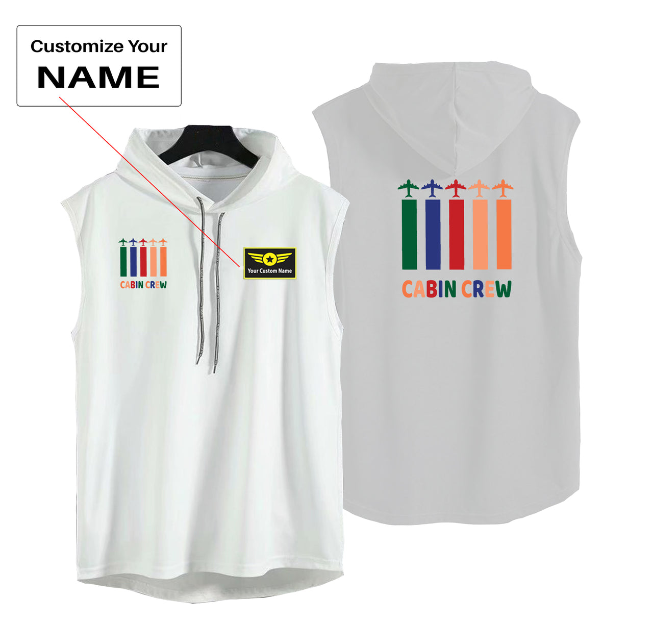 Colourful Cabin Crew Designed Hooded Tank Tops