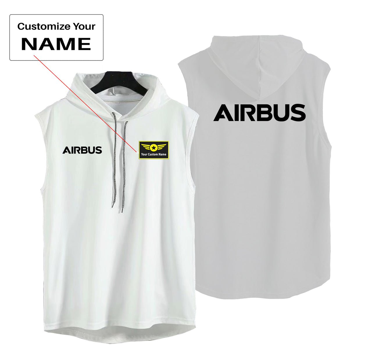 Airbus & Text Designed Hooded Tank Tops