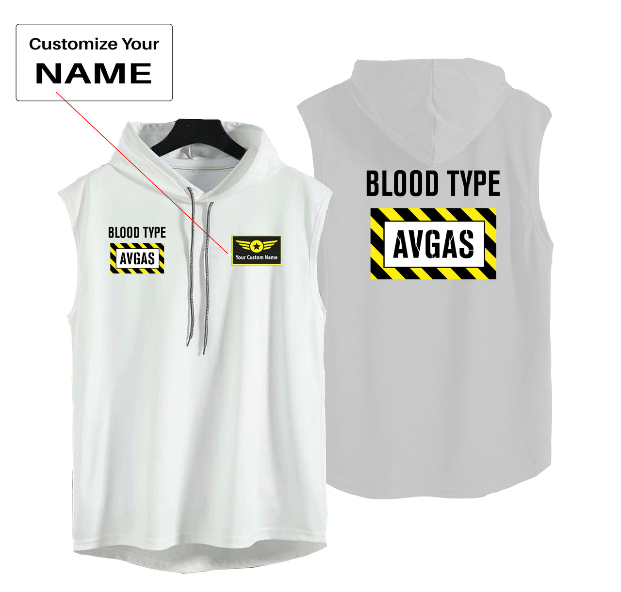 Blood Type AVGAS Designed Hooded Tank Tops